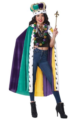 Mardi Gras Cape & Crown Set Adult Costume Kit