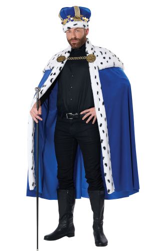 Royal Cape & Crown Adult Costume Kit (Blue)