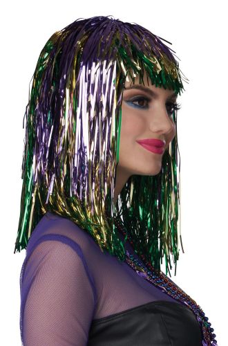 Mardi Gras Tinsel Adult Wig