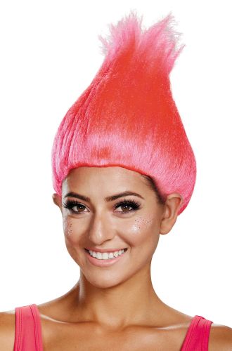 Hot Pink Colored Licensed Adult Troll Wig
