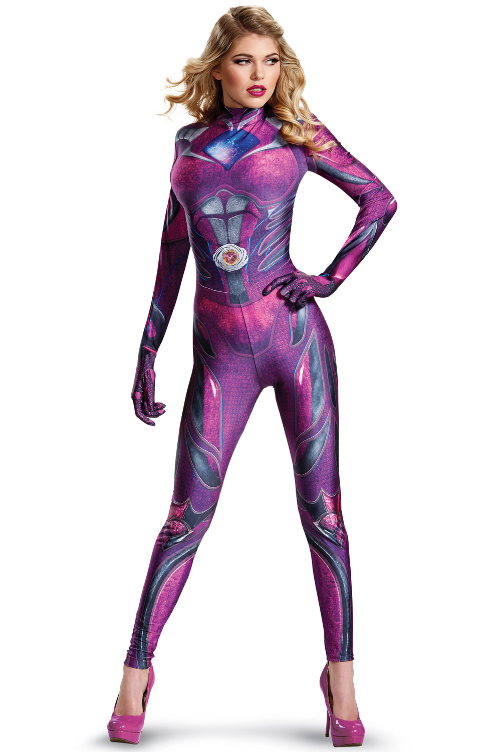 Pink Ranger with this 2017 Pink Ranger Bodysuit Adult Costume so that you a...