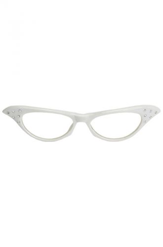 50's Rhinestone Glasses Accessory (White)