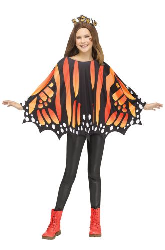 Orange Monarch Butterfly Poncho Child Costume