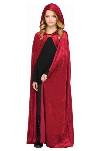 Hooded Velour Child Cape (Red)