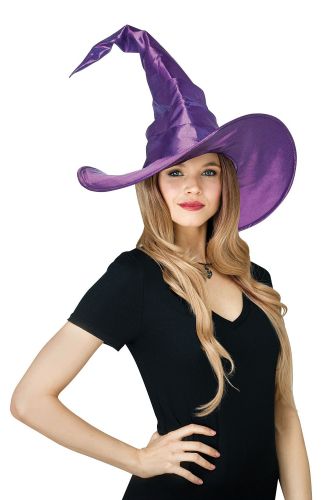 Purple Curved Cone Witch Hat