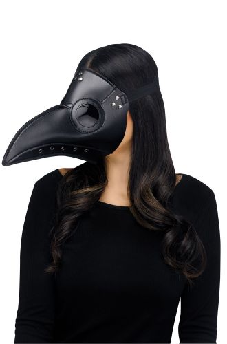 Faux Leather Plague Doctor Mask (Black)