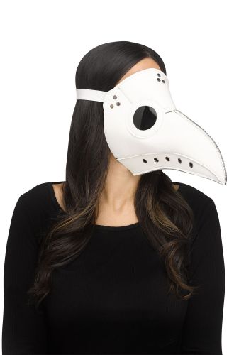 Faux Leather Plague Doctor Mask (White)