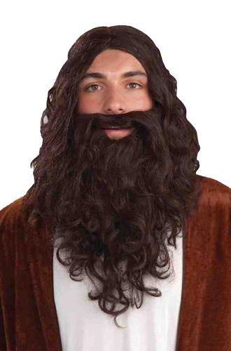 Biblical Adult Wig & Beard Set (Brown)