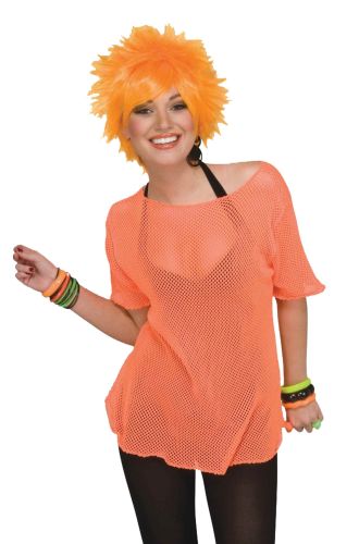 Neon Mesh Top Adult Costume (Orange)