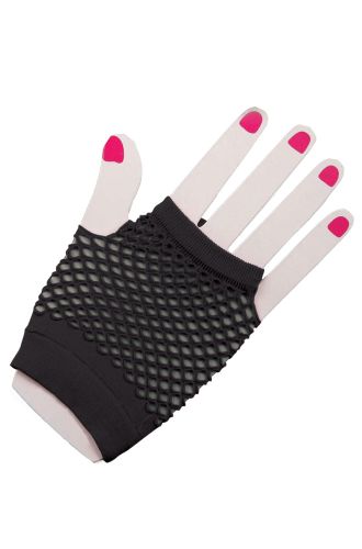 Short Fishnet Fingerless Gloves (Black)