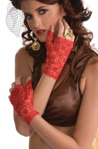 Lace Fingerless Gloves (Red)