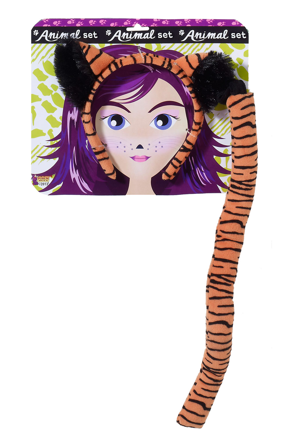 become a wild feline with this tiger costume kit which includes a striped e...