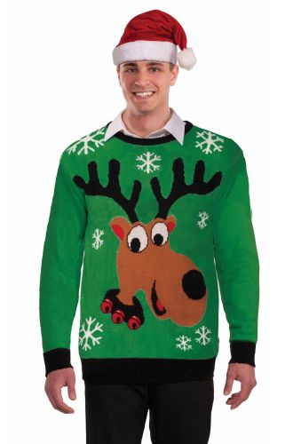 Green Reindeer Sweater Adult Costume (Large)