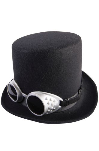 Steampunk Top Hat and Goggles (Black)