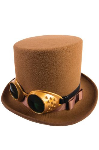 Steampunk Top Hat and Goggles (Brown)