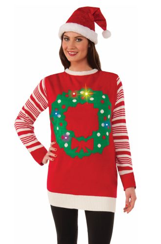 Wreath Light Up Sweater Adult Costume (Medium)