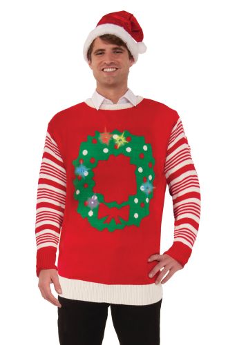 Wreath Light Up Sweater Adult Costume (Large)