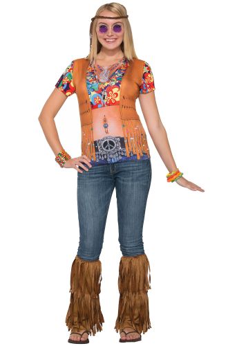 Hippie Gal Shirt Adult Costume (X-Large)