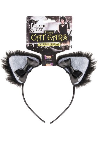 Furry Black Cat Ears Headband