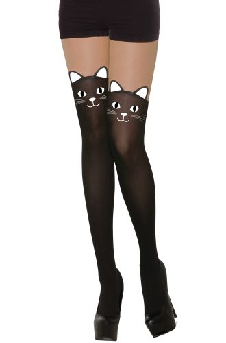 Printed Black Cat Stockings