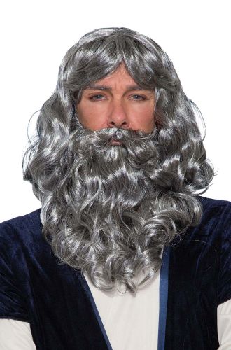 Biblical Adult Wig & Beard Set (Grey)