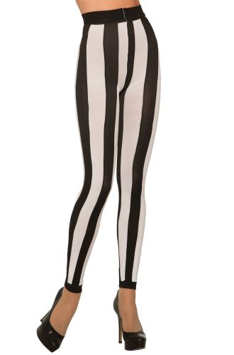 Striped Footless Tights (Black/White)