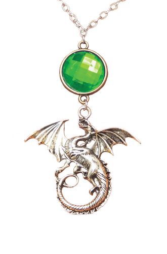 Dragon Necklace with Gem (Green)