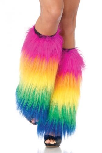Furry Rainbow Leg Warmers Accessory