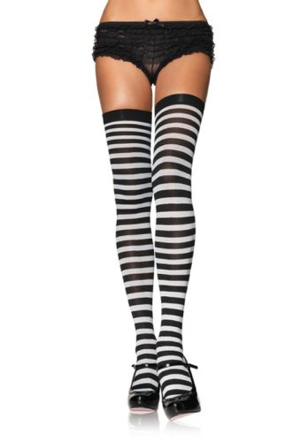 Nylon Thigh High Stockings with Stripe