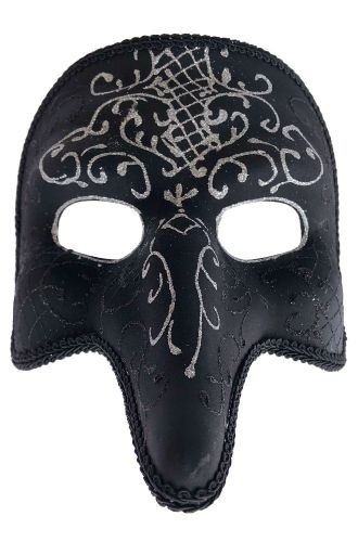 Venetian Filigree Zanni Mask (Black/White)