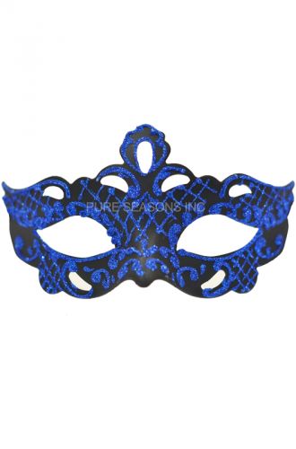 Glittery Gaze Venetian Mask (Black/Blue)