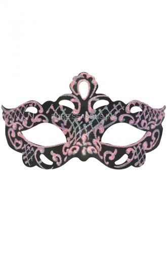 Glittery Gaze Venetian Mask (Black/Light Pink)