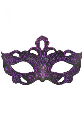 Glittery Gaze Venetian Mask (Black/Purple)