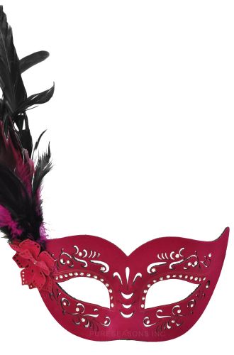 Feathered Divinity Masquerade Mask (Hot Pink)