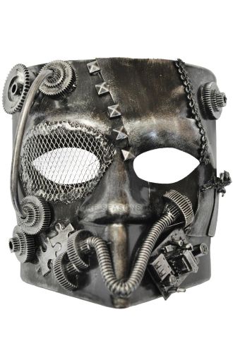 Steampunk Robot Bauta Mask (Silver)