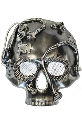 Steampunk Robot Skull Mask (Silver)