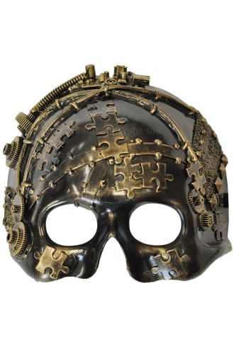 Steampunk Robot Half Skull Mask (Gold)
