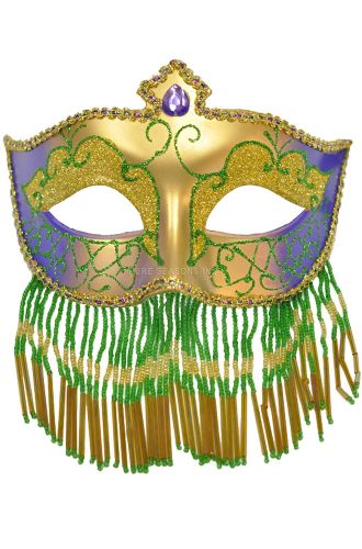 Mardi Gras Veil Mask (Gold)