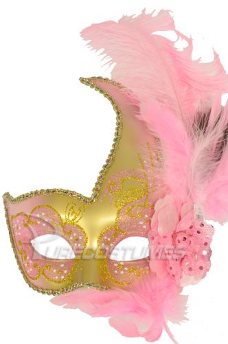 Mardi Gras Swan Mask (Pink/Gold)
