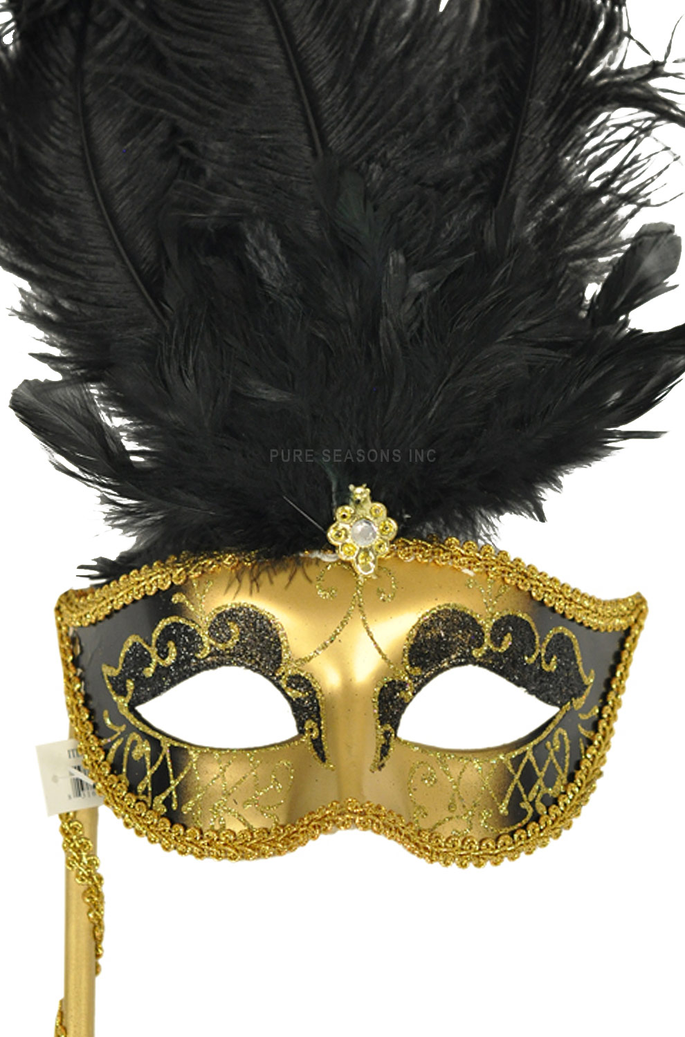 Brand New Mardi Gras Masquerade Colombina Vanity Fair Venetian Mask Black/Gold 