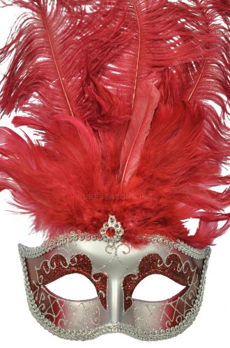Colombina Festa Venetian Mask (Burgundy/Silver)