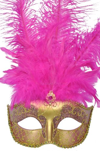 Colombina Festa Venetian Mask (Hot Pink/Gold)