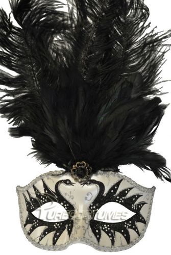 Colombina Swan Princess Feather Mask (Black)
