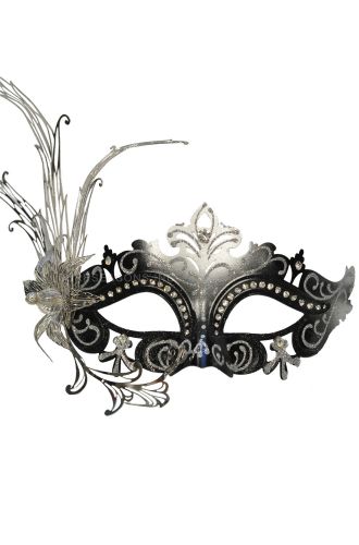Farfalla Fiore Masquerade Mask (Black/Silver)
