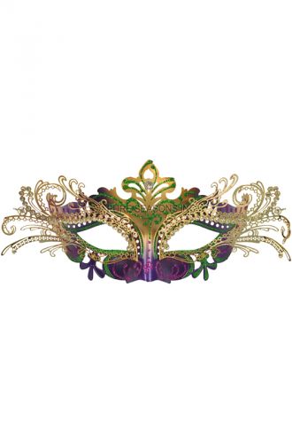 Farfalla Venetian Mask (Purple/Gold/Green)