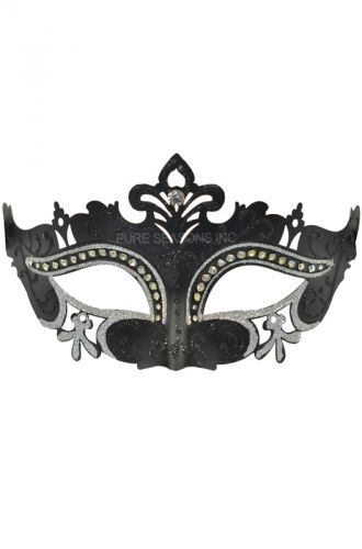 Royal Crystals Venetian Mask (Black/Silver)