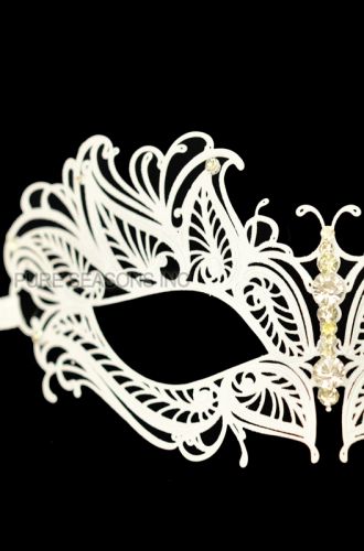 Mystique Winged Venetian Mask (White)