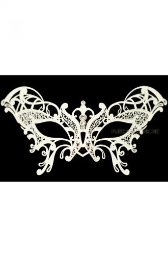 Guilded Butterfly Venetian Mask (White)