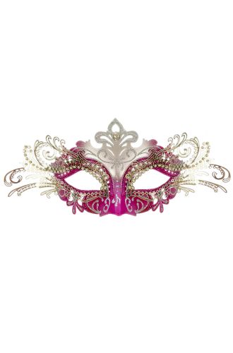Farfalla Venetian Mask (Hot Pink/Silver)