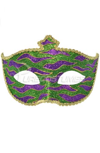 Mardi Gras Animal Print Adult Mask (Green)